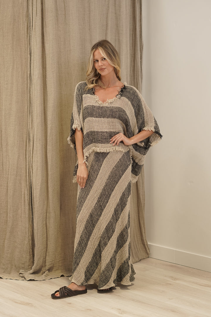 Sottana Linen Skirt Natural & Black