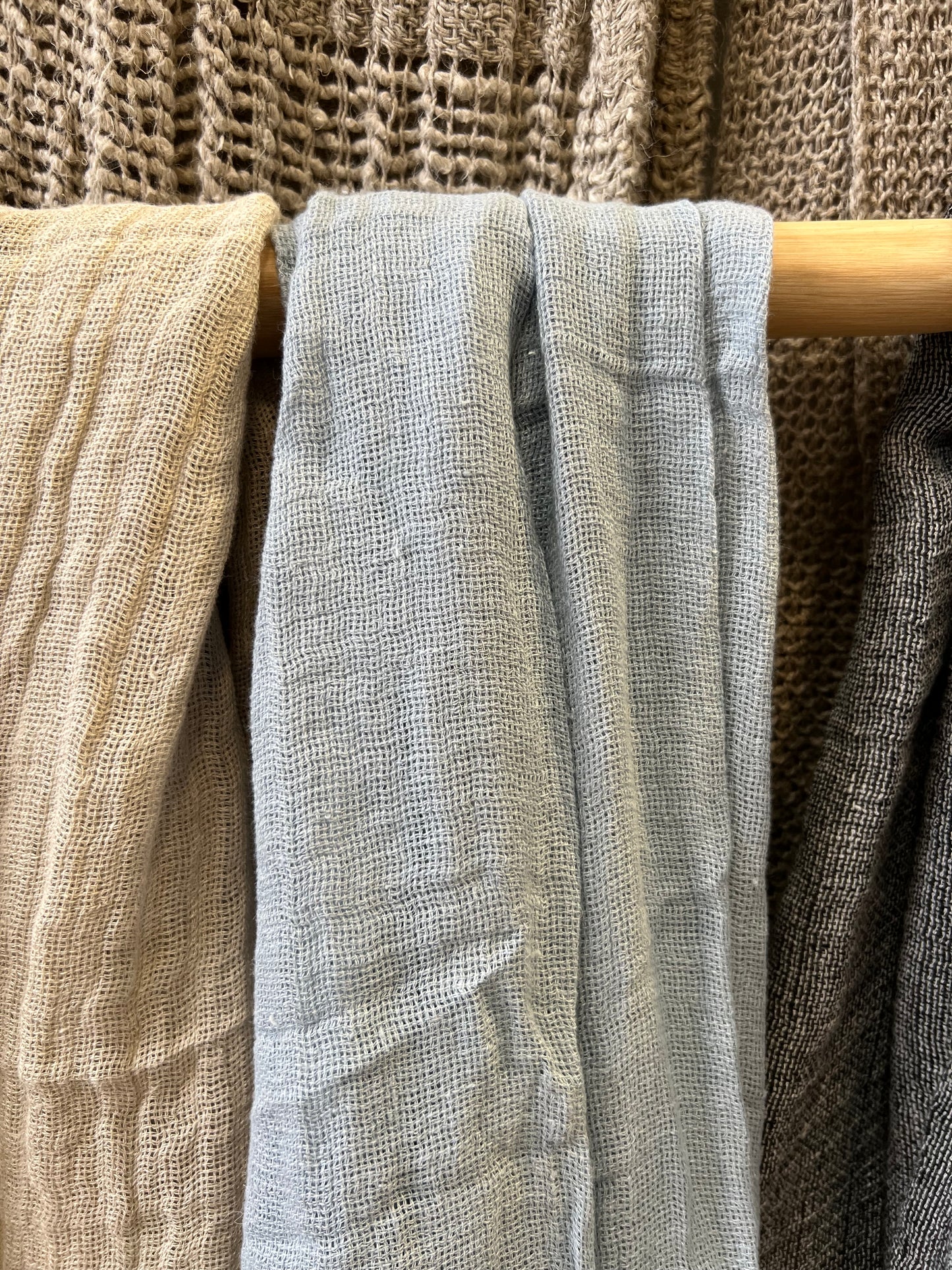 Skye Mesh Linen Large Scarf Pastel Blue Approx 100 X 200 Cm