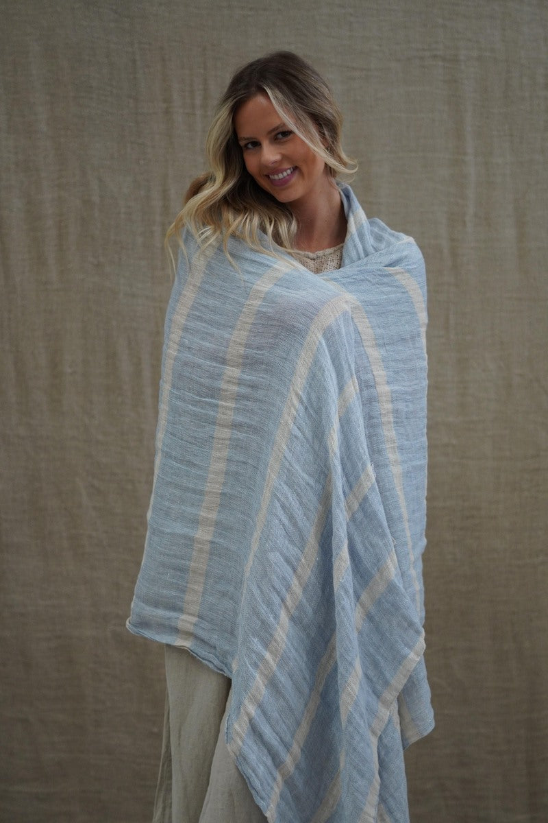 Skye Scarf/Sarong Blue & White Stripe