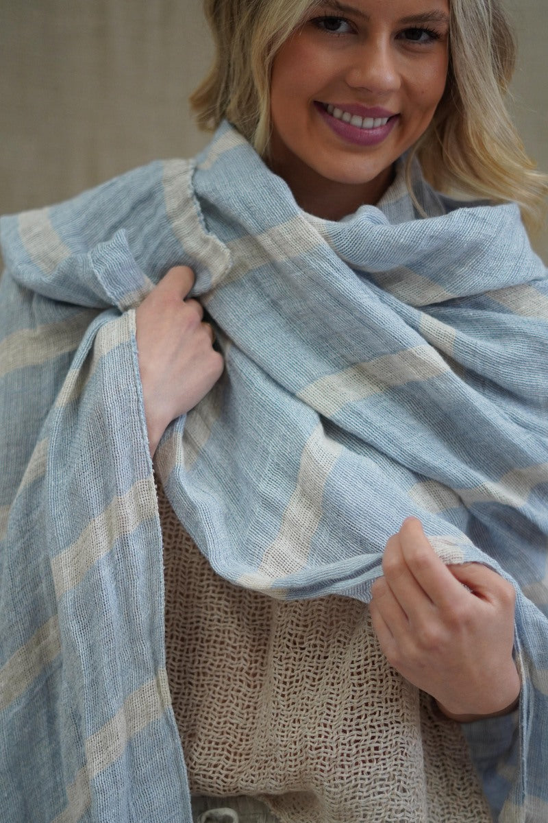 Skye Scarf/Sarong Blue & White Stripe