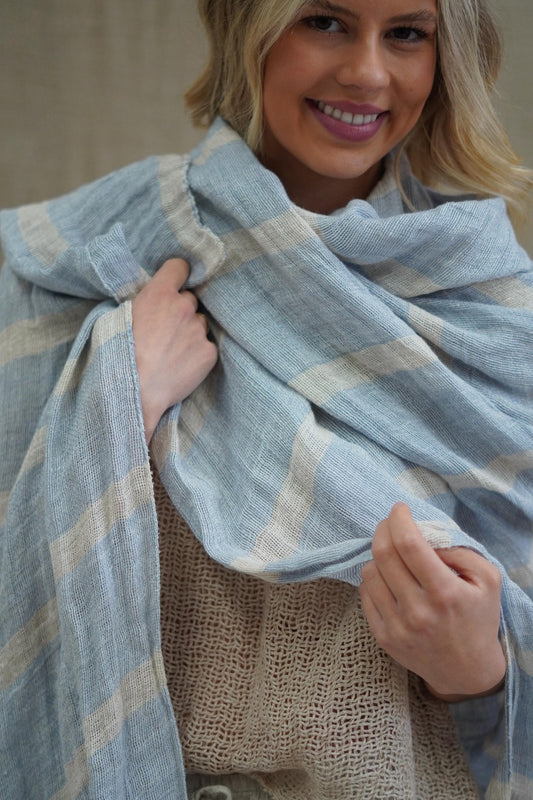 Skye Scarf/Sarong Blue & White Stripe