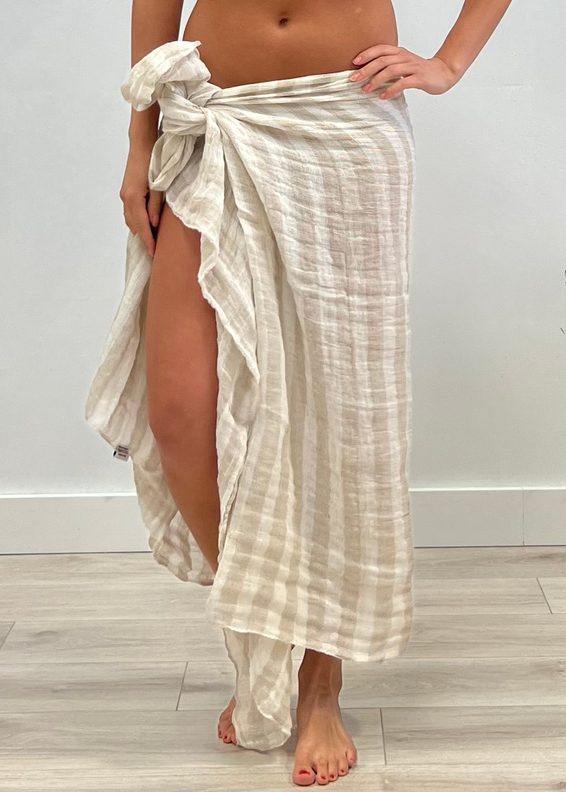 Skye Scarf/Sarong Natural & White Stripe