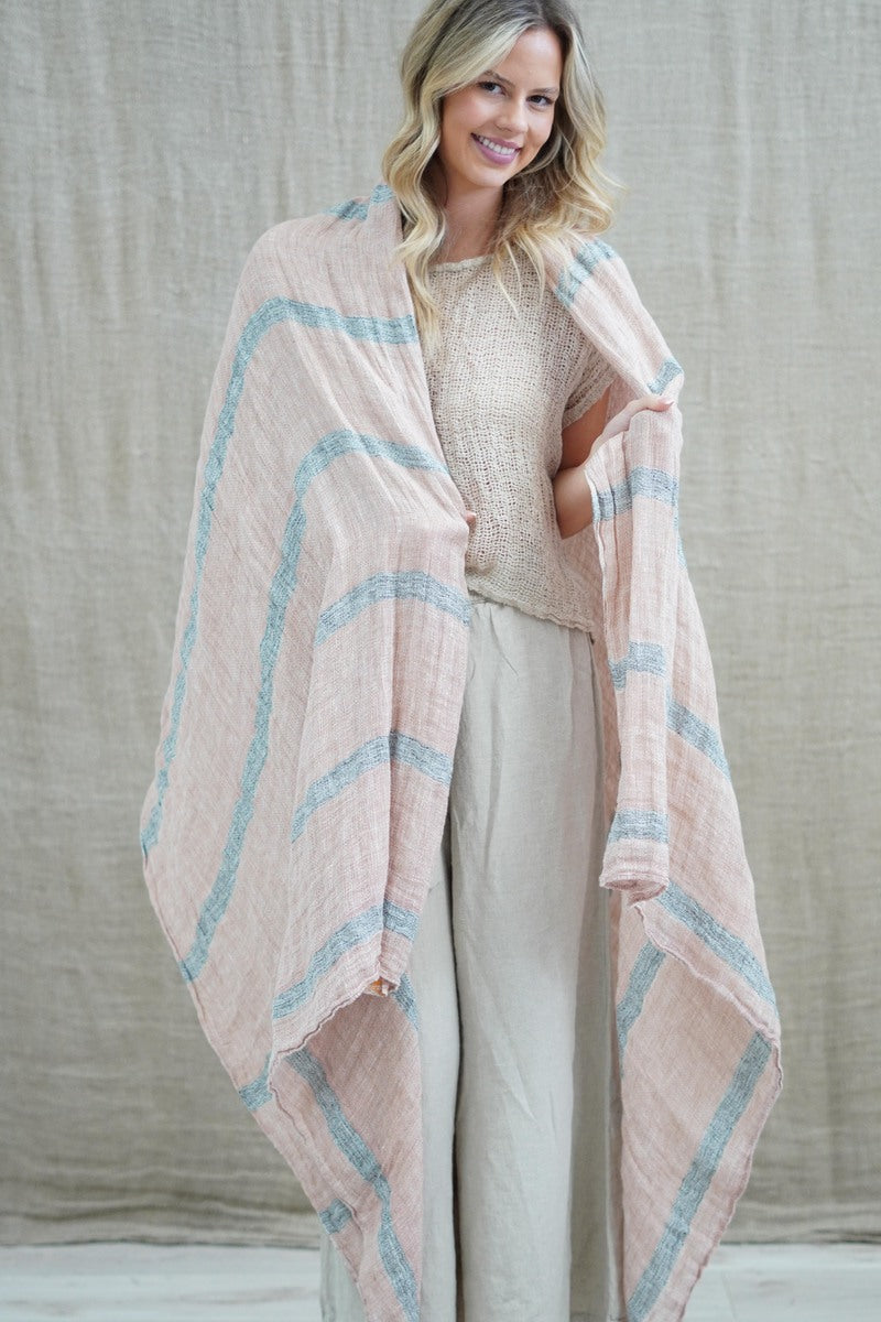 Skye Scarf/Sarong Pink & Grey Stripe