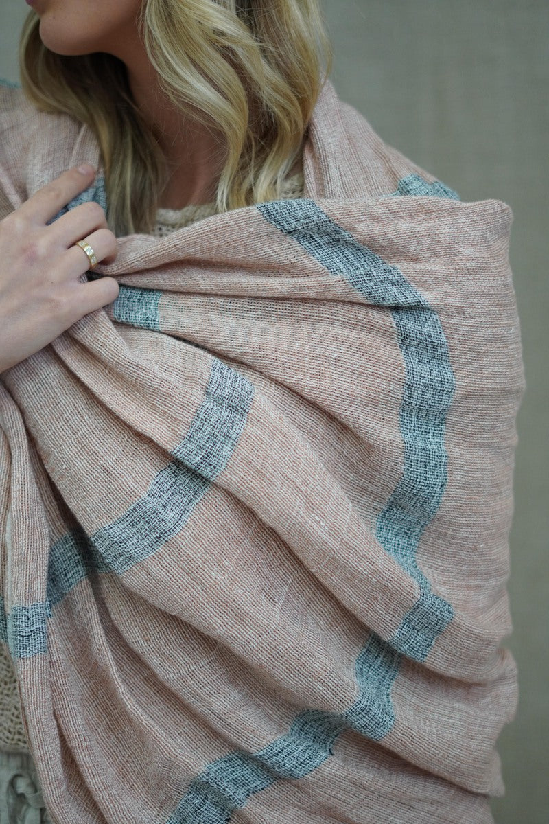 Skye Scarf/Sarong Pink & Grey Stripe