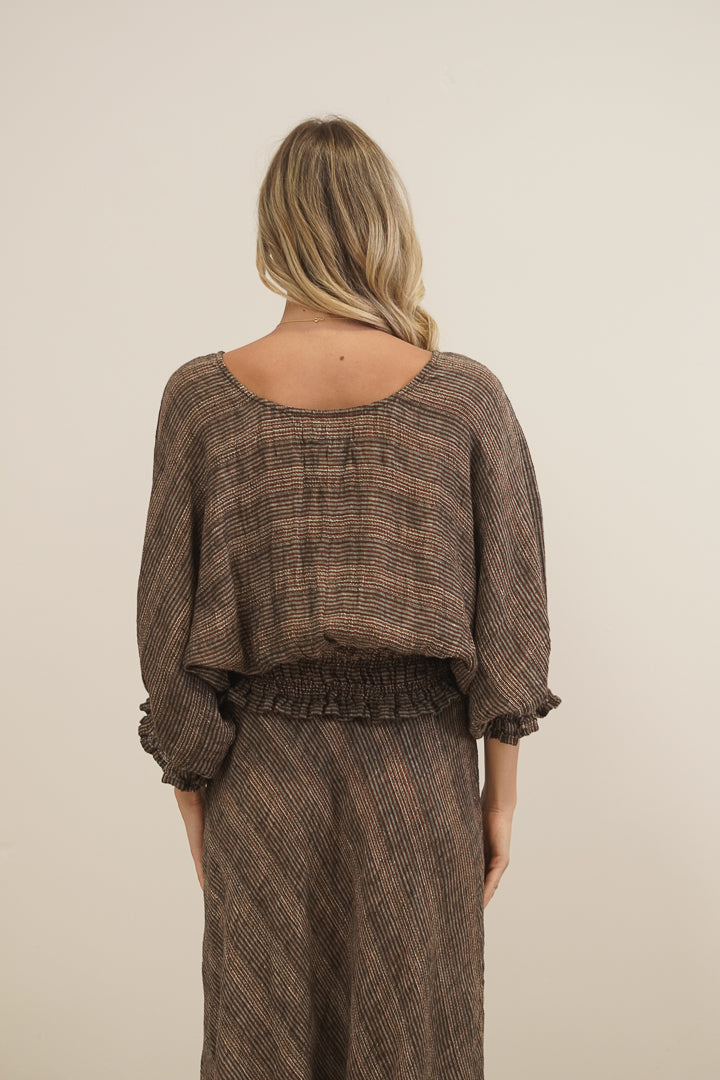 Serena Shirred Hem Top Toasted Earth Combo