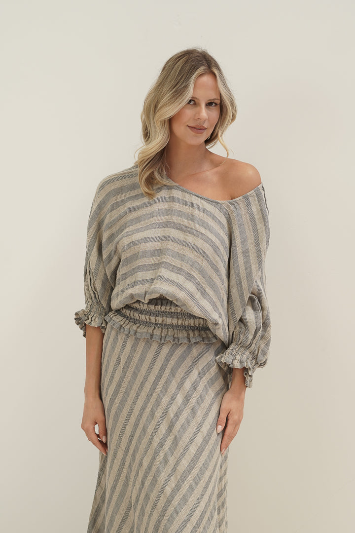Serena Shirred Hem Top Earth Weave