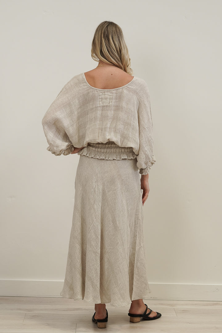 Serena Shirred Hem Top Natural Combo