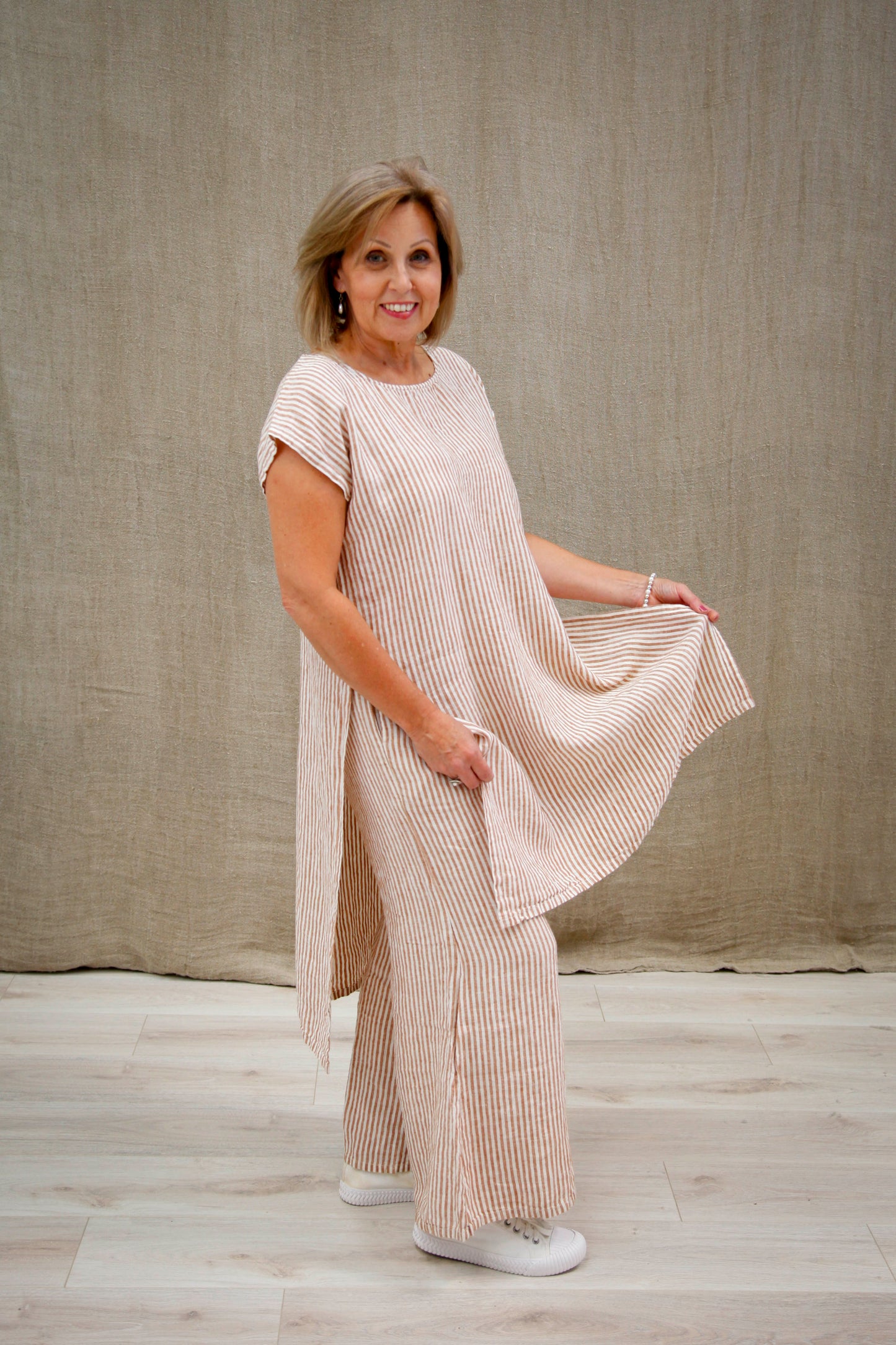 Sophia Tunic Rust & White Stripe