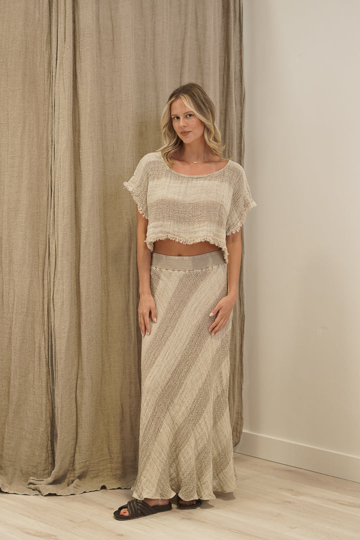 Sottana Linen Skirt Natural & White Ombre