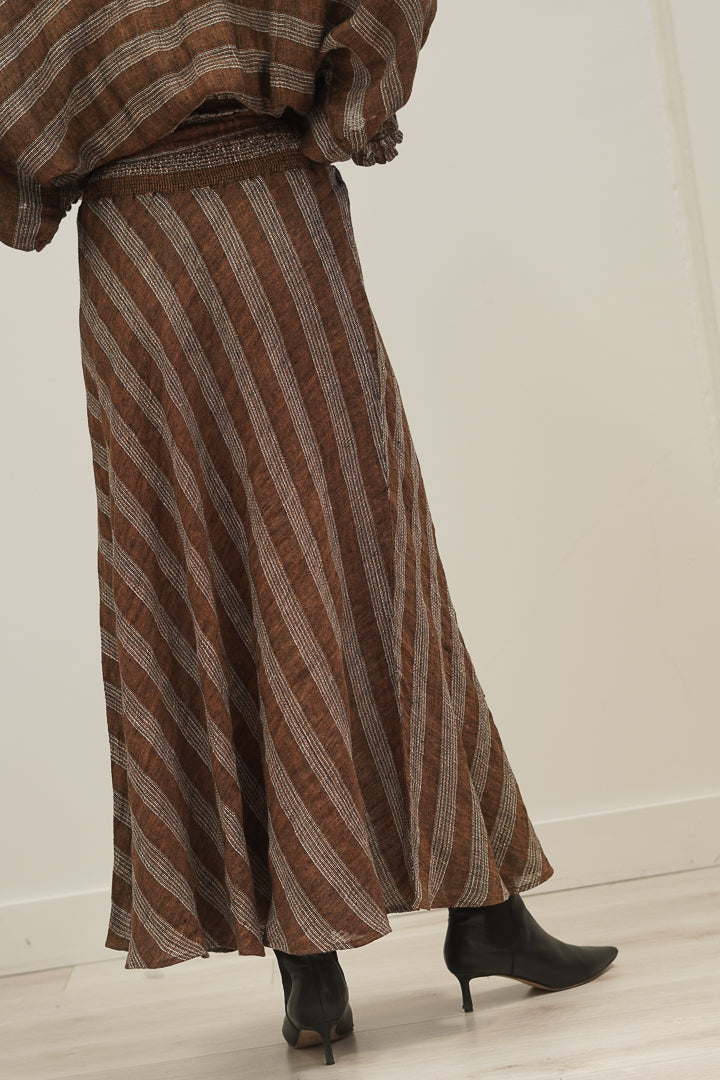 Sottana Linen Skirt Rust & White Stripes