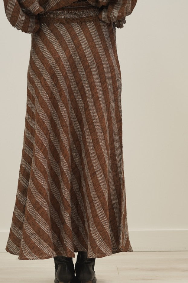 Sottana Linen Skirt Rust & White Stripes