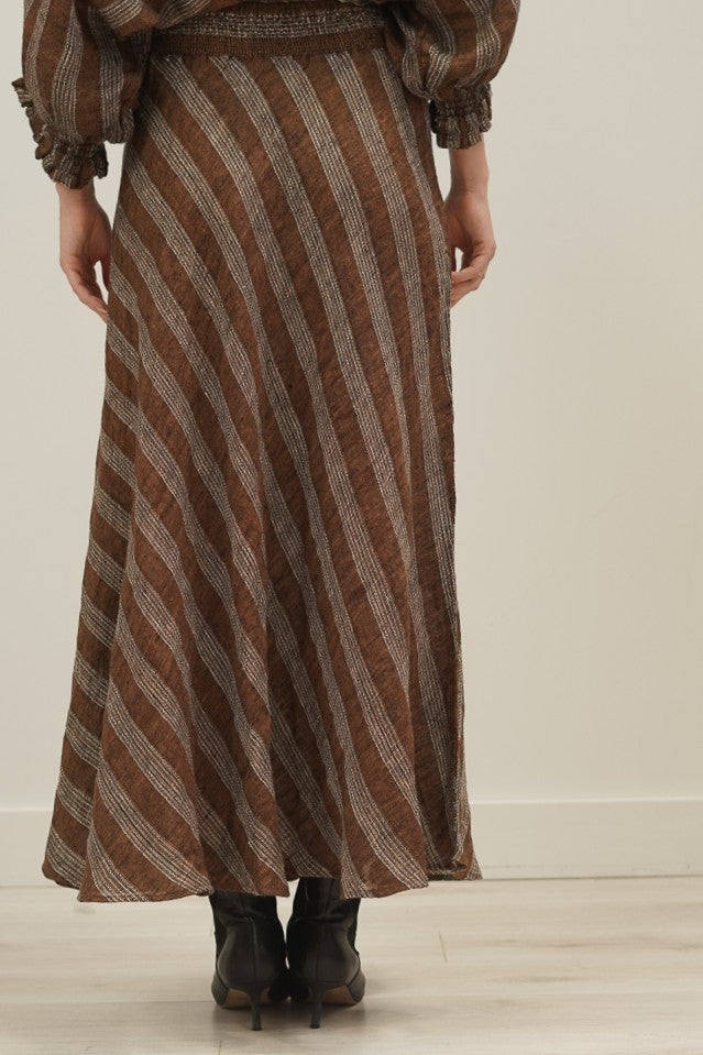 Sottana Linen Skirt Rust & White Stripes
