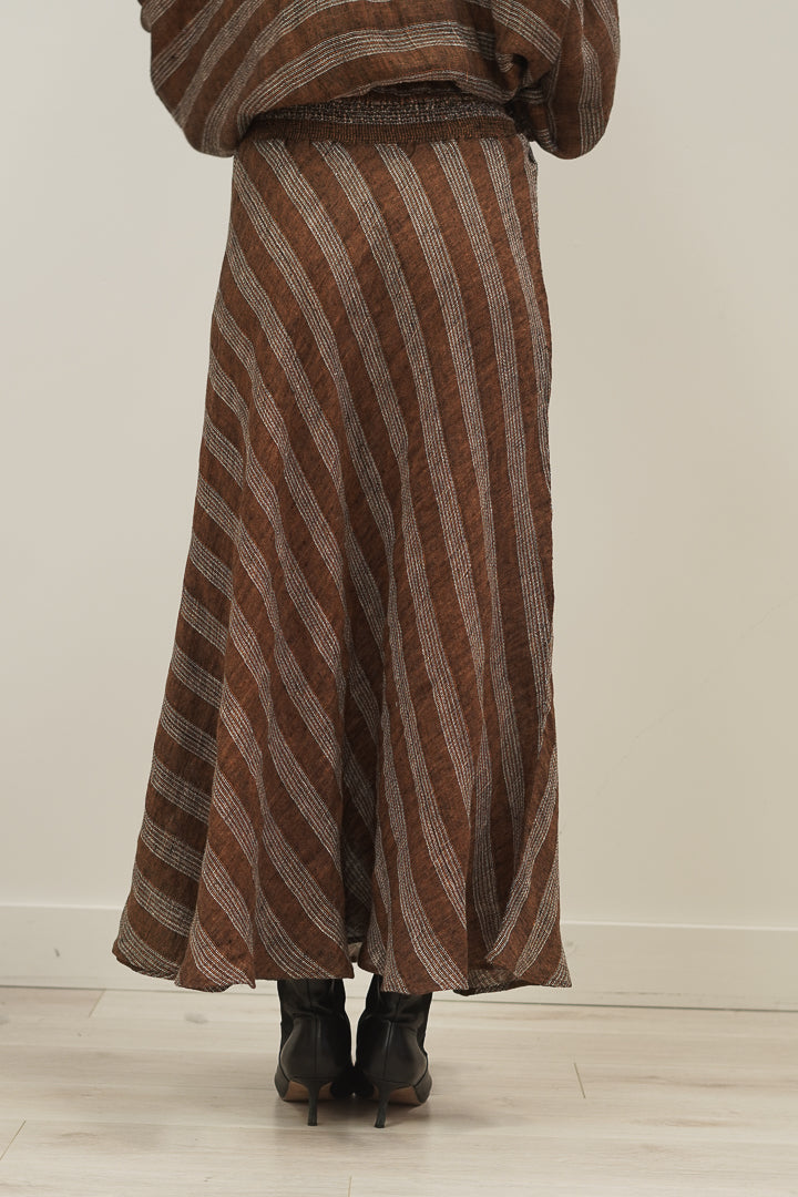 Sottana Linen Skirt Rust & White Stripes