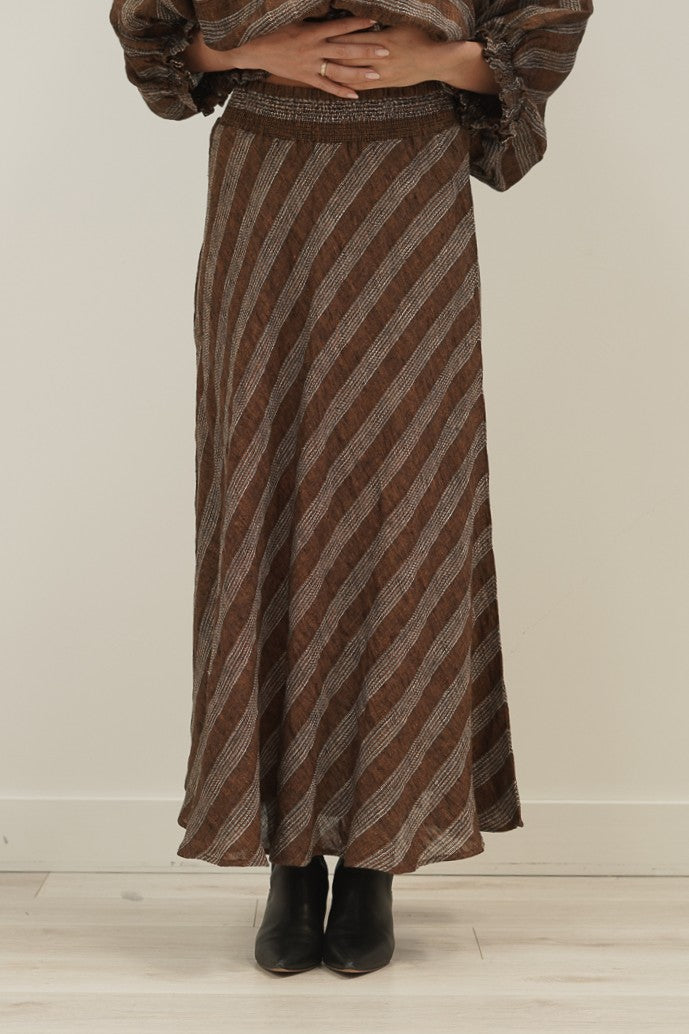 Sottana Linen Skirt Rust & White Stripes