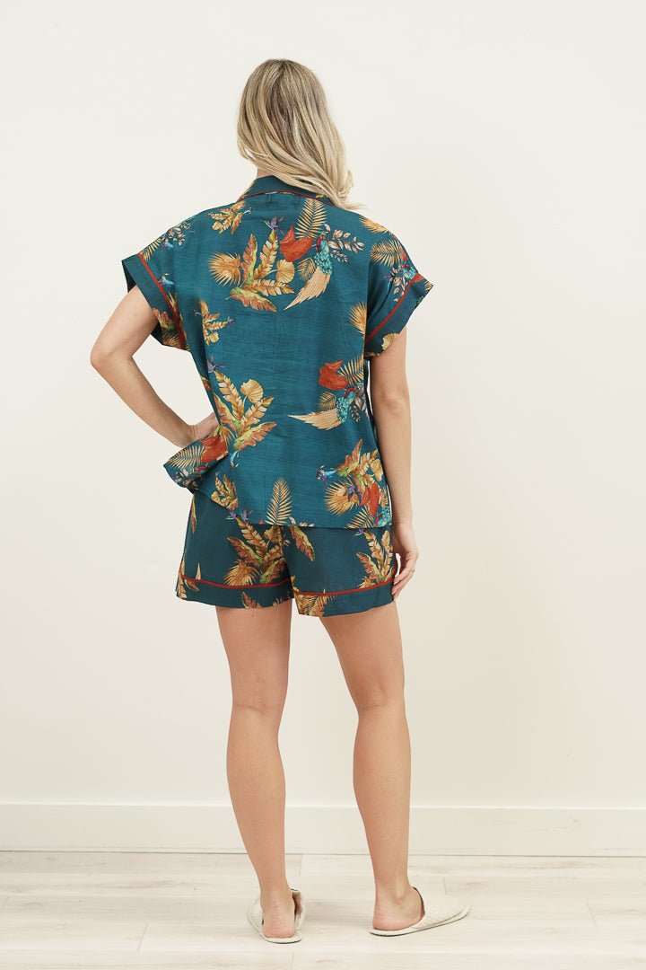 Autumn Leaf Petrol Blue Short Pj Set
