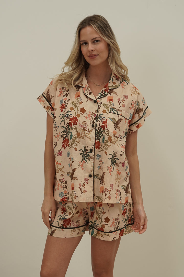 Wildflower Field Beige Short Pj Set