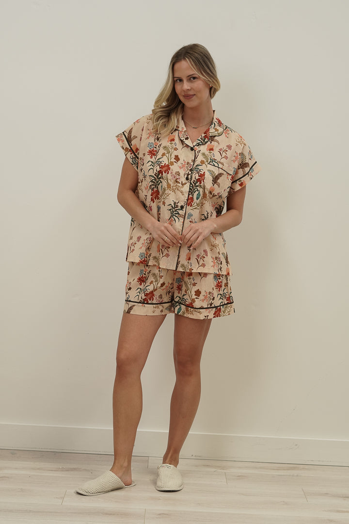 Wildflower Field Beige Short Pj Set