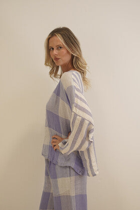 Stella Top Heather Blue Check/Combo