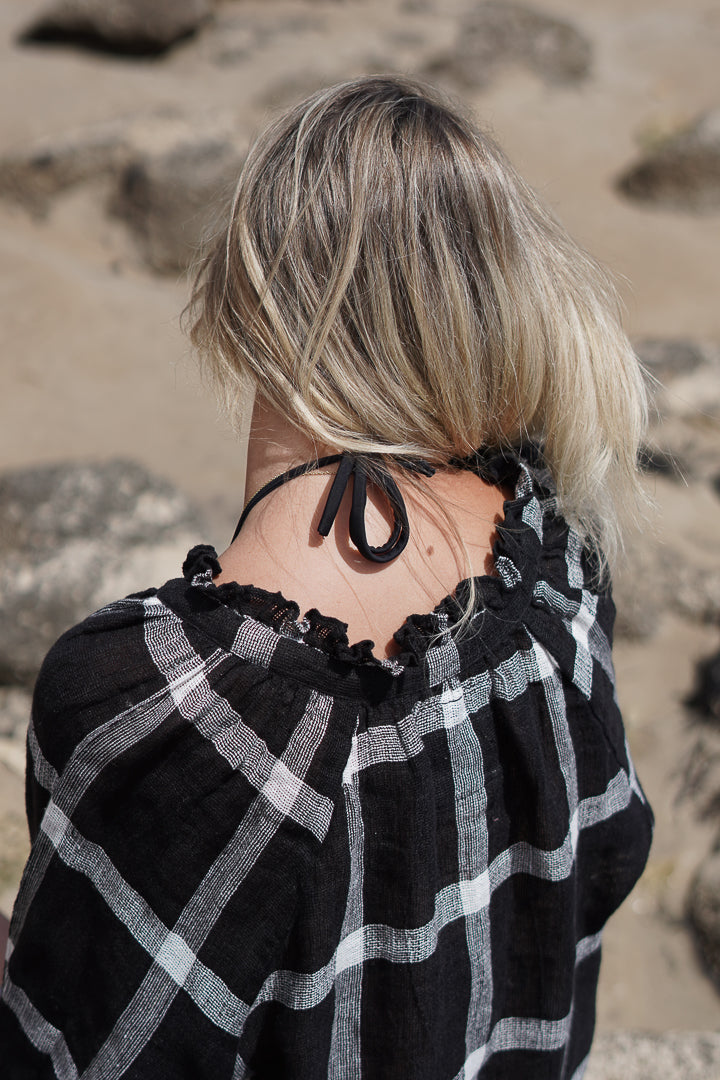 Sussana Top Black & White Check