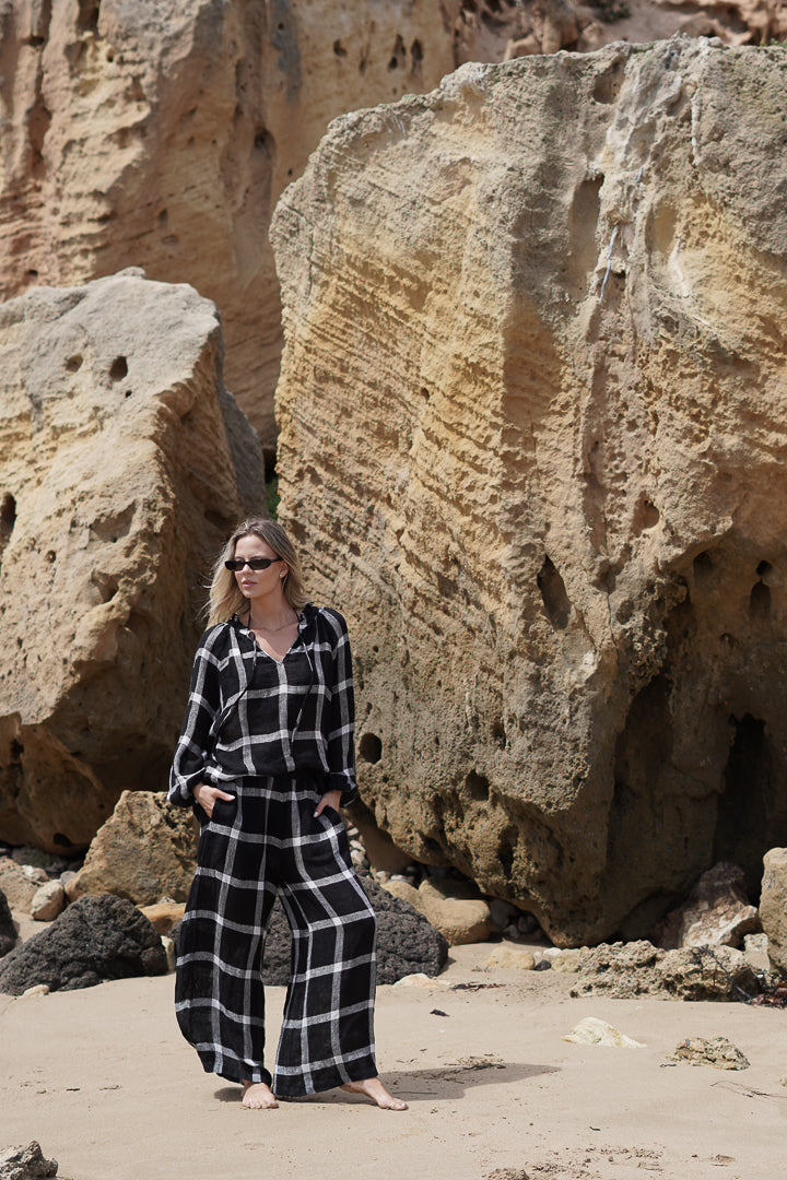 Sussana Top Black & White Check