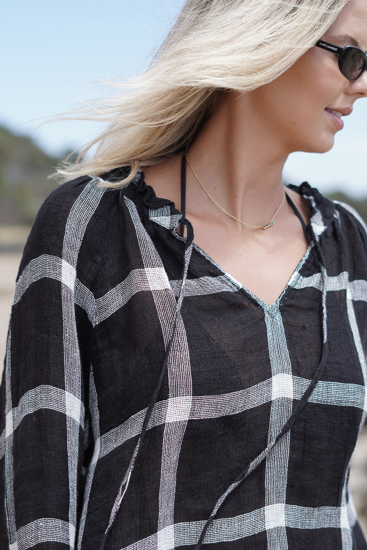 Sussana Top Black & White Check
