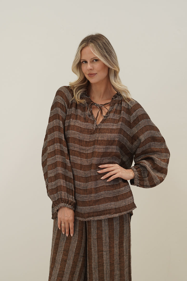 Sussana Top Rust & White Stripes