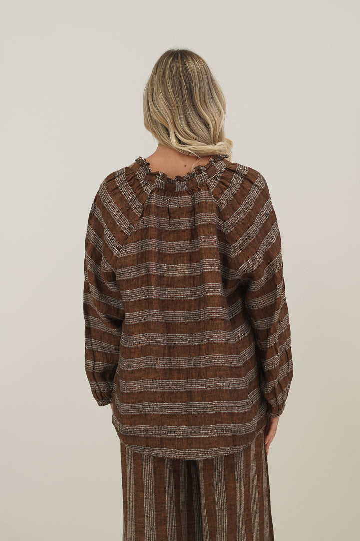 Sussana Top Rust & White Stripes