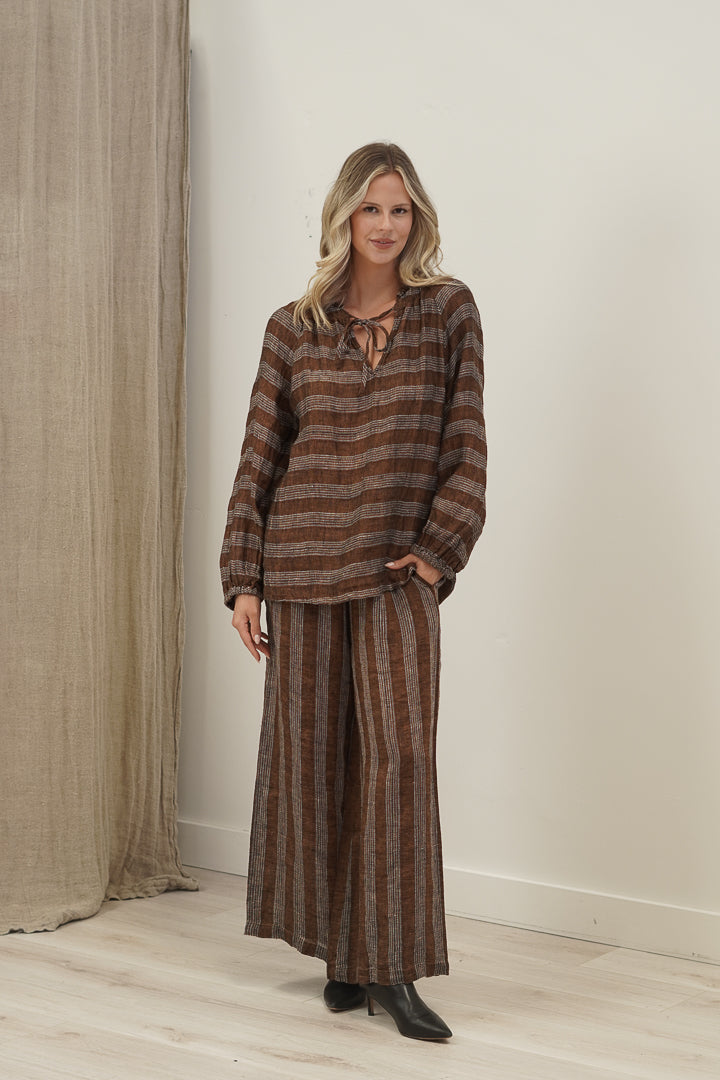 Sussana Top Rust & White Stripes