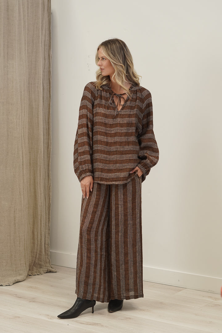 Sussana Top Rust & White Stripes