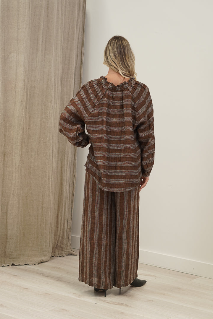 Sussana Top Rust & White Stripes