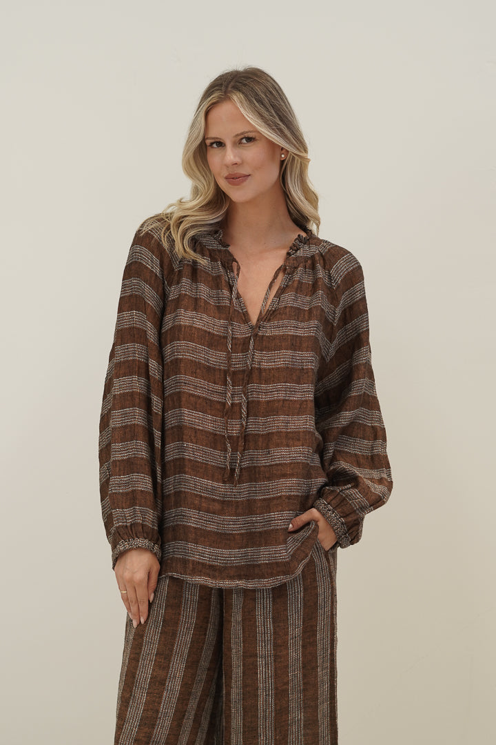 Sussana Top Rust & White Stripes