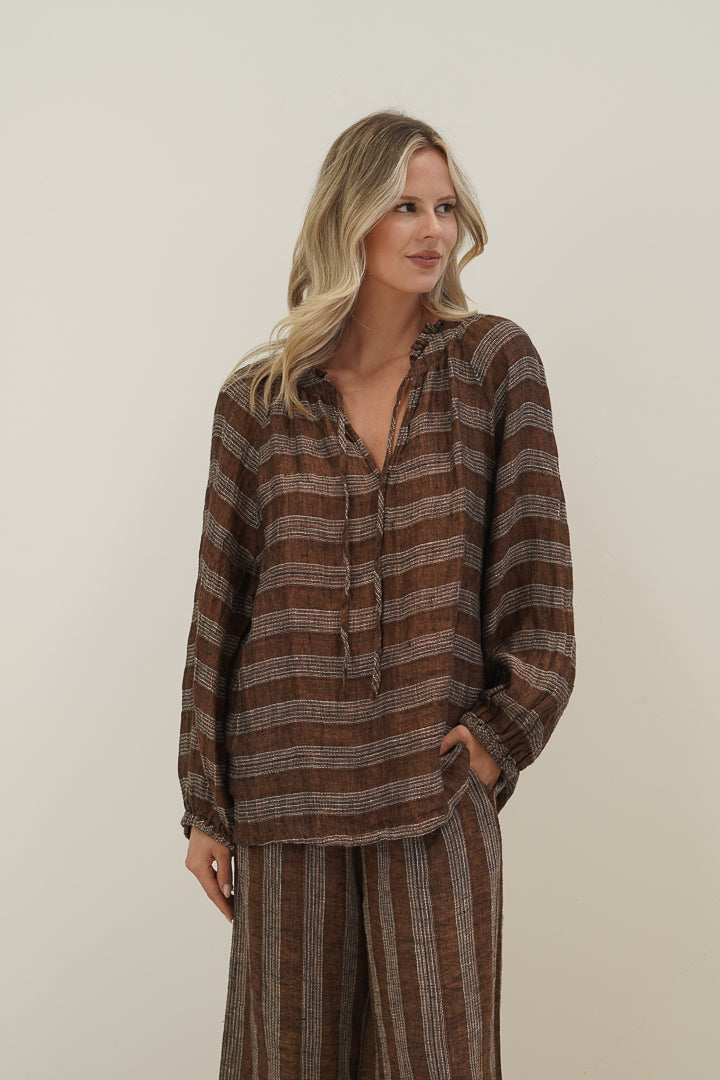 Sussana Top Rust & White Stripes