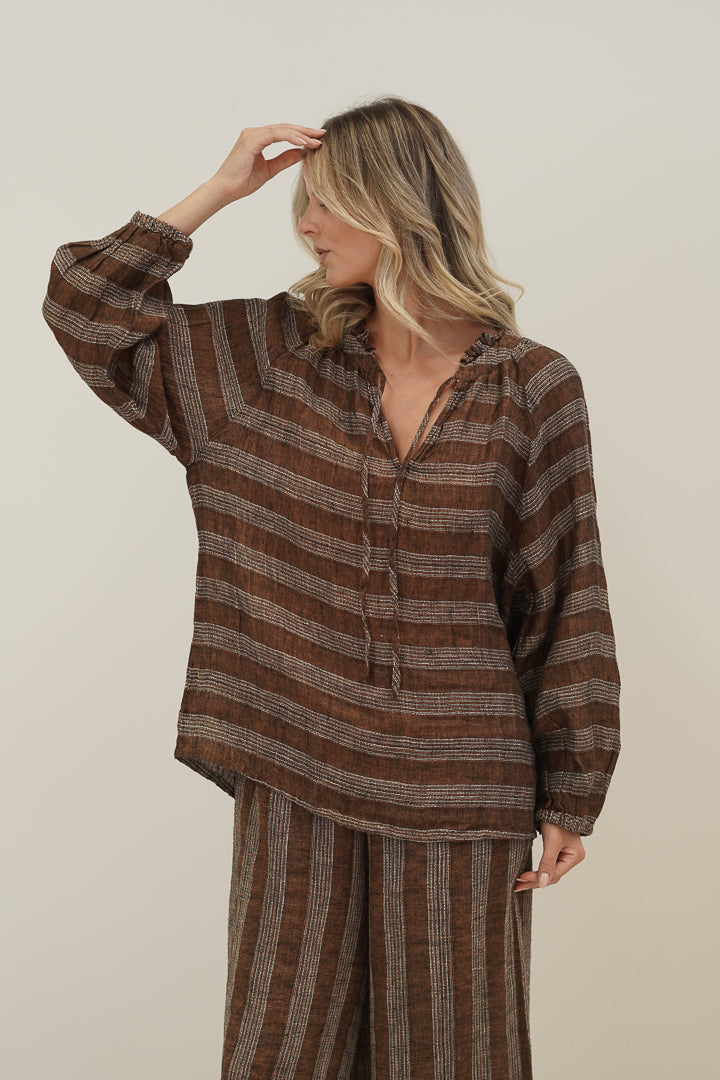 Sussana Top Rust & White Stripes