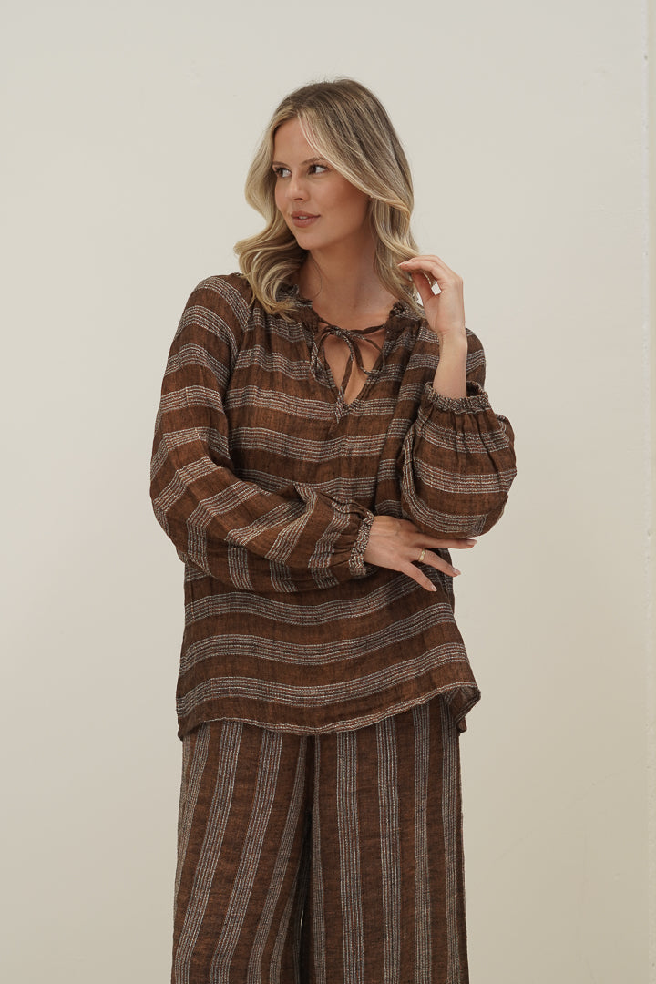 Sussana Top Rust & White Stripes