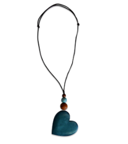 Large Wooden Heart Pendant Necklace N6-4600