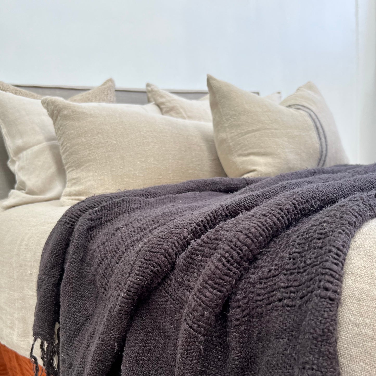 Clover Linen Throw Charcoal 130 X 190 Cm