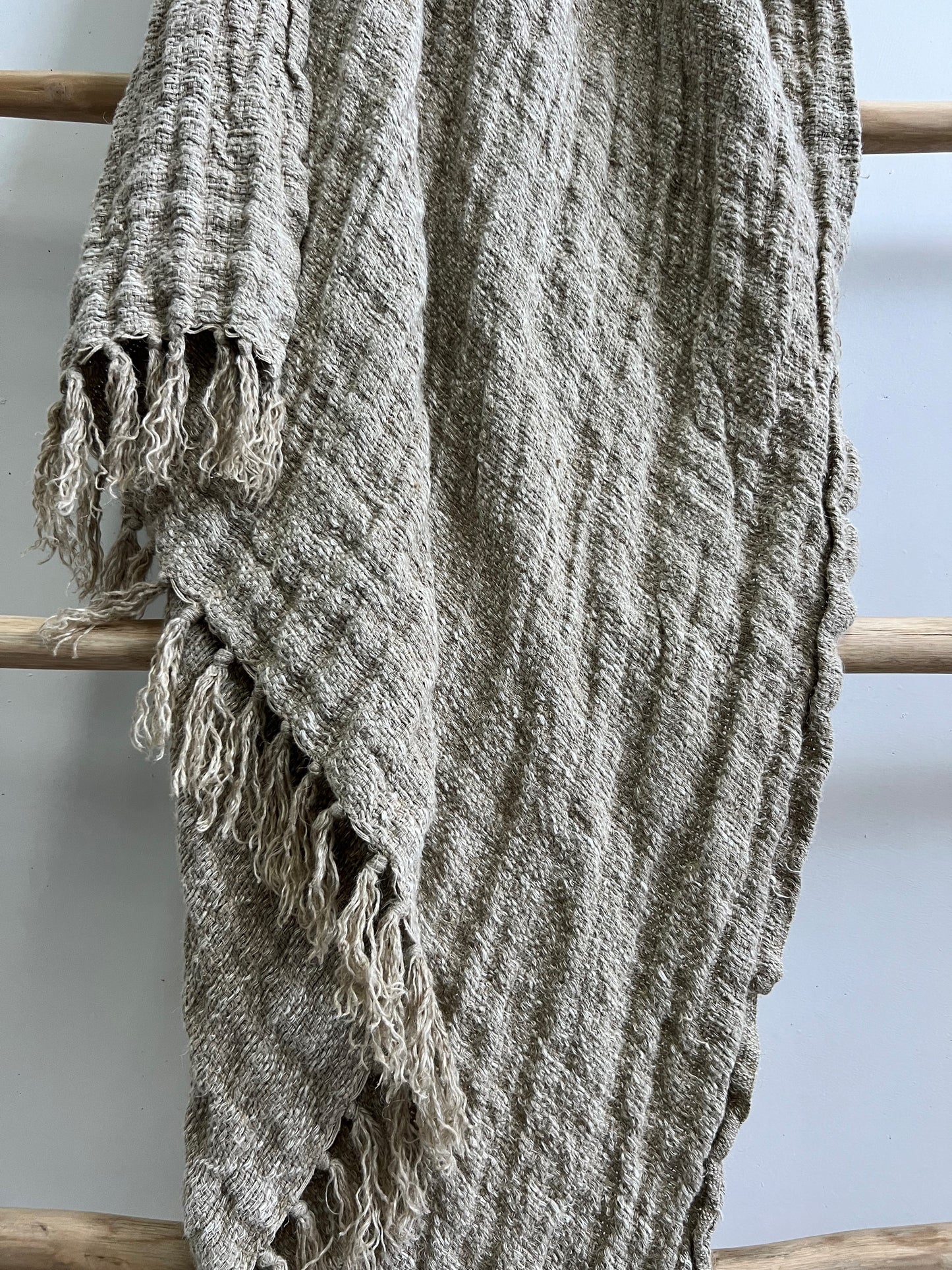 Felix Knotted Fringe Linen Throw