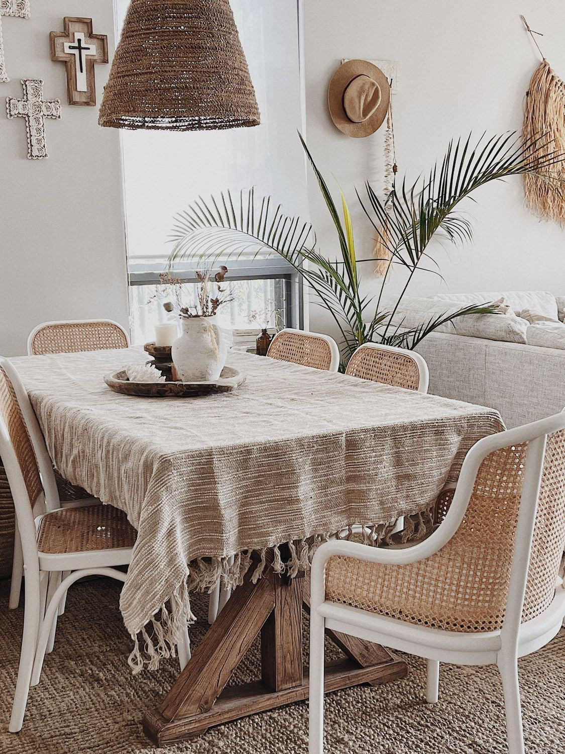 Throw - Natural & White-Oriel Ombre Linen 130X210Cm