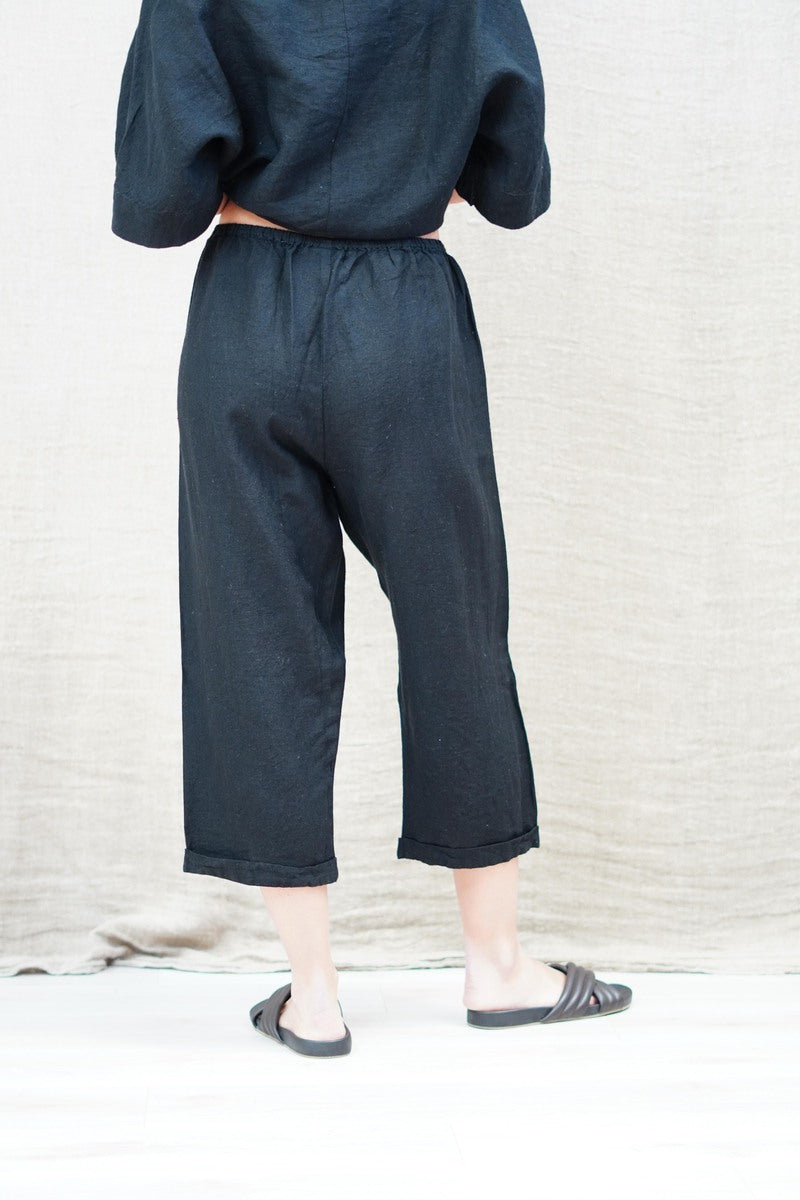 Tilly 3/4 Linen Pants Black