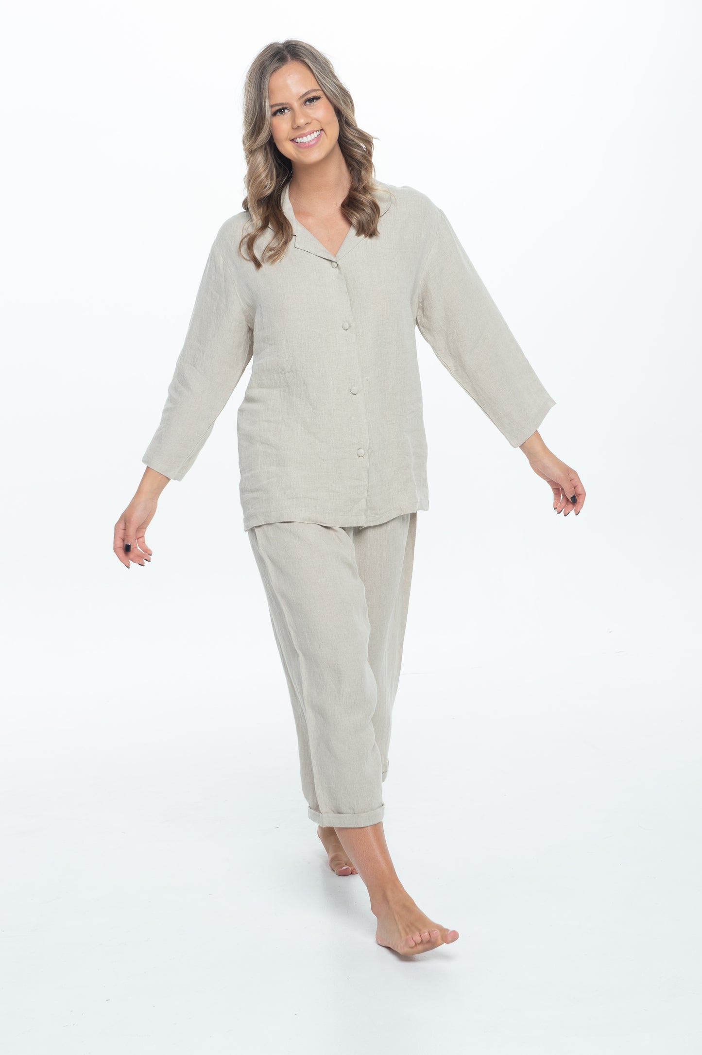 Natural Linen Natural Linen 3/4 Sleeves Top