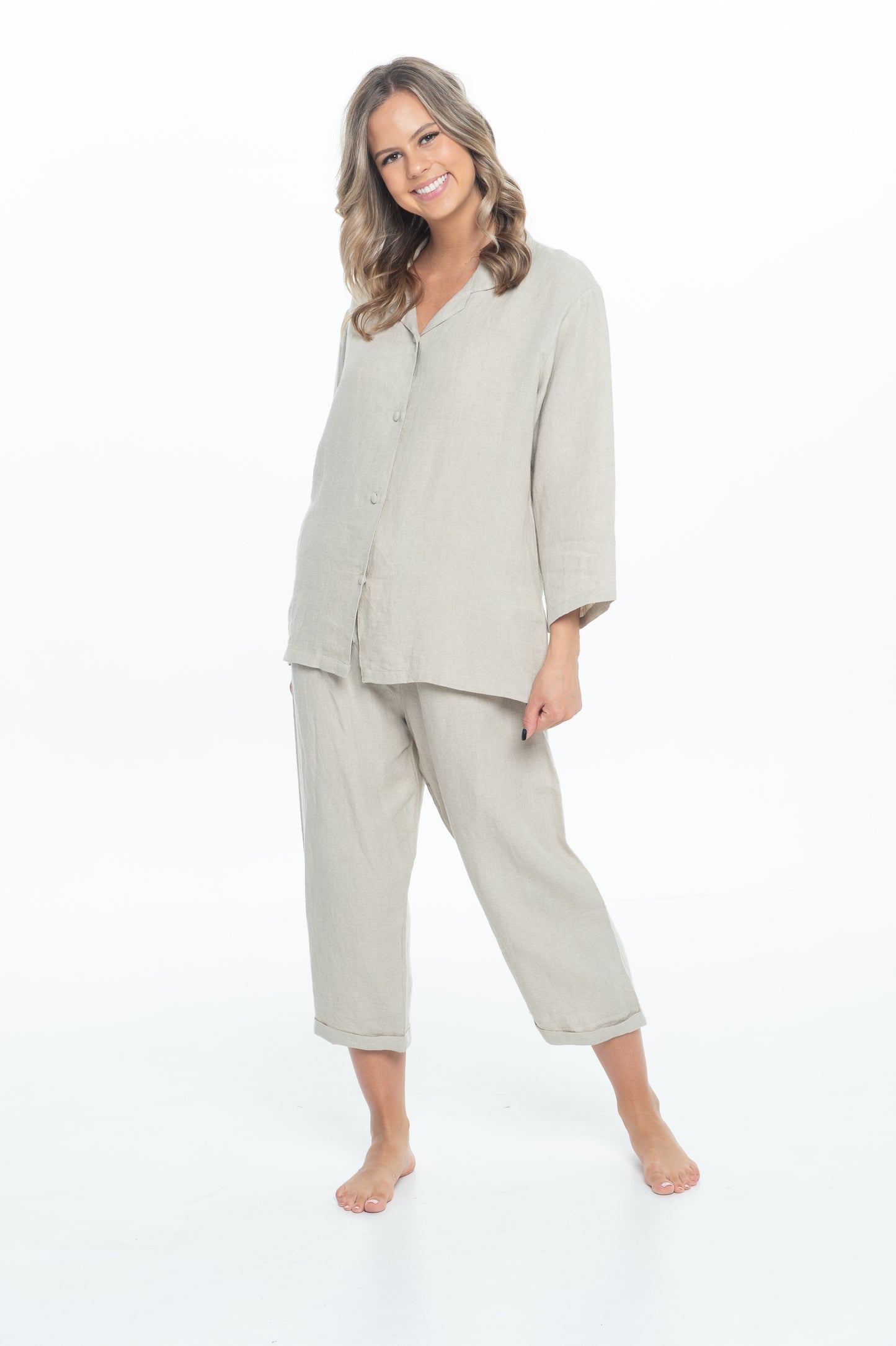 Natural Linen Natural Linen 3/4 Sleeves Top
