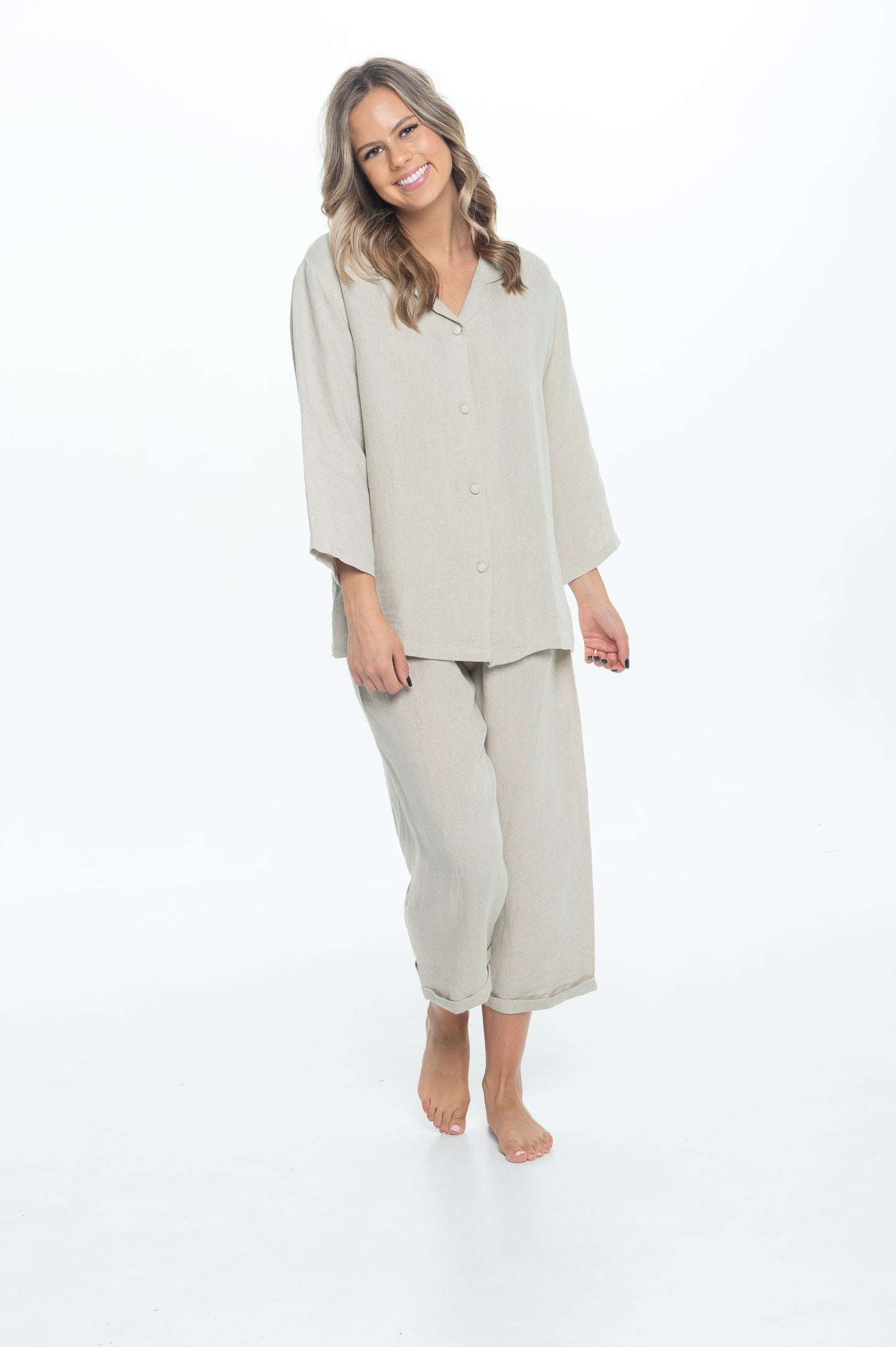 Natural Linen Natural Linen 3/4 Sleeves Top