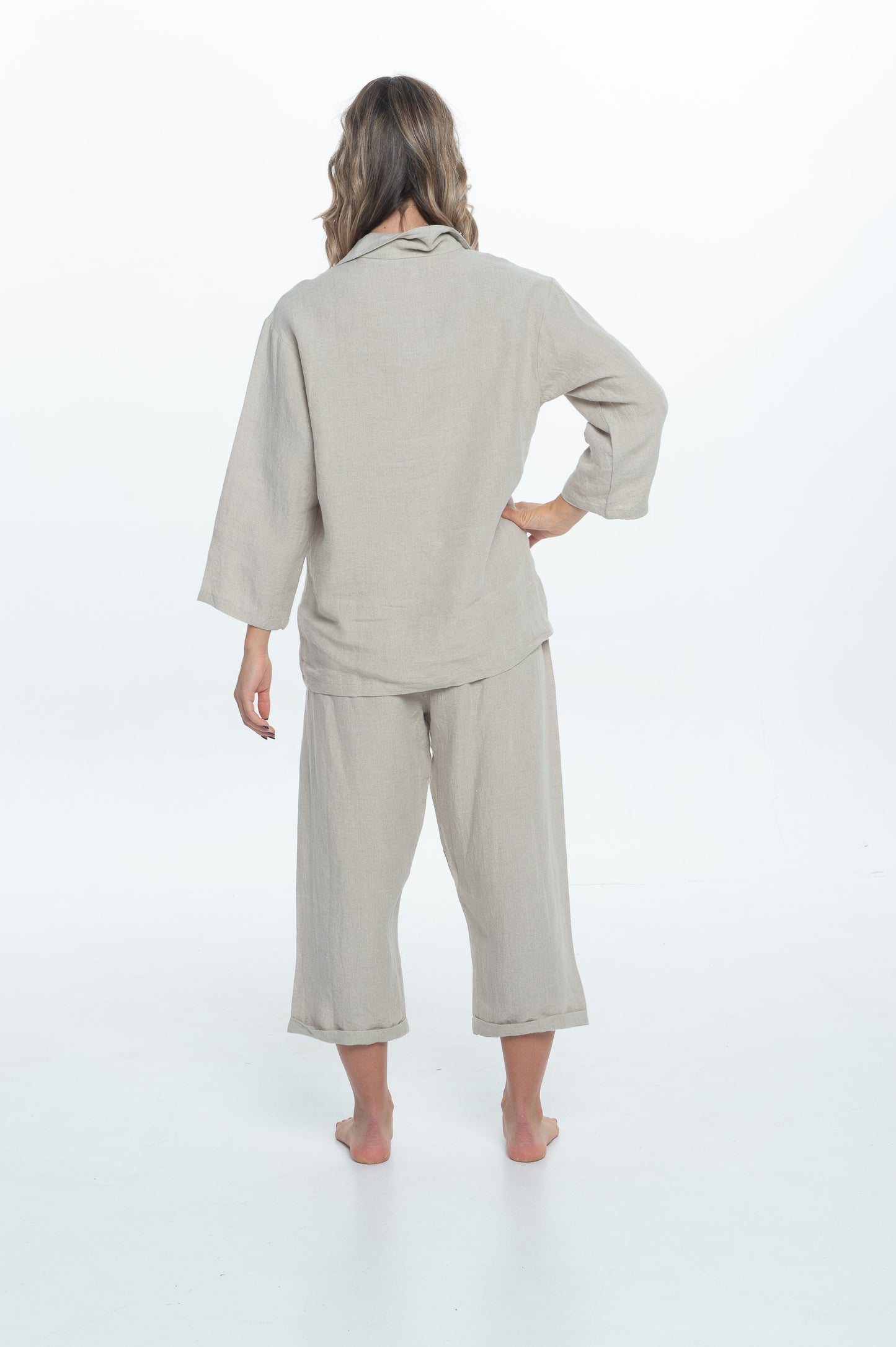 Natural Linen Natural Linen 3/4 Sleeves Top