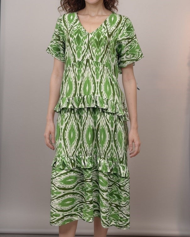 V- Neck Abstract Printed Drees