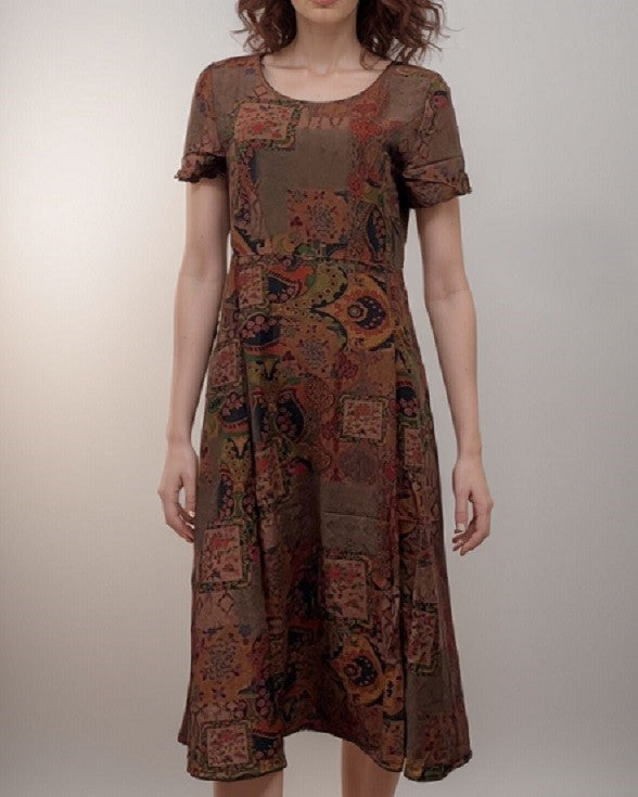 Round Neck Midi Rayon Dress