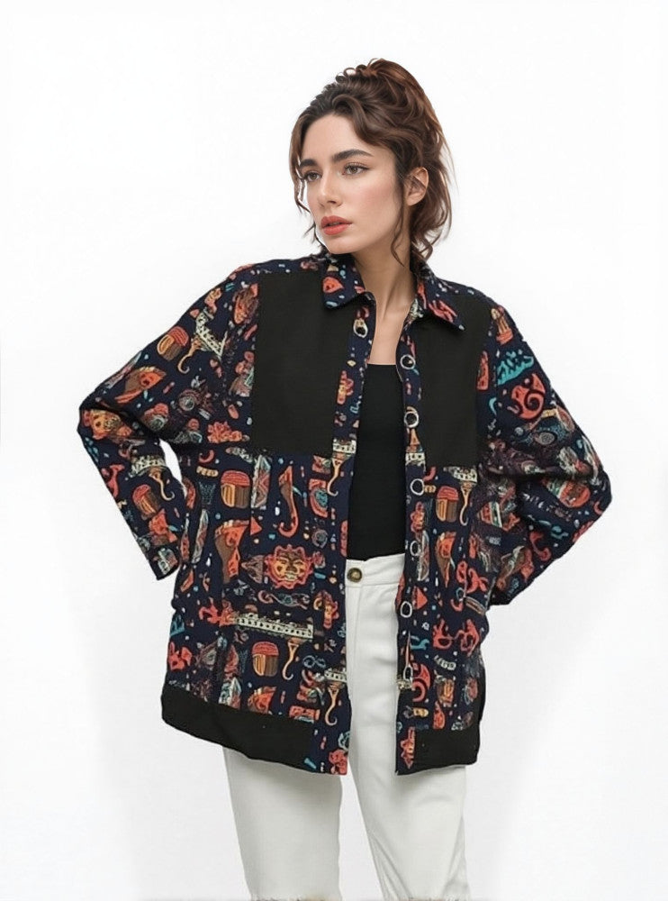 Corduroy Patch Hooded Jacket