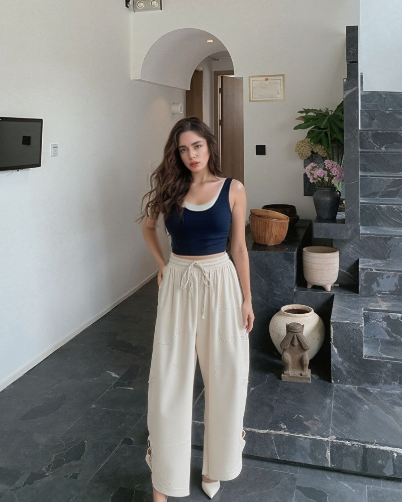 Relaxed Pocket Pants with Drawstring Waist