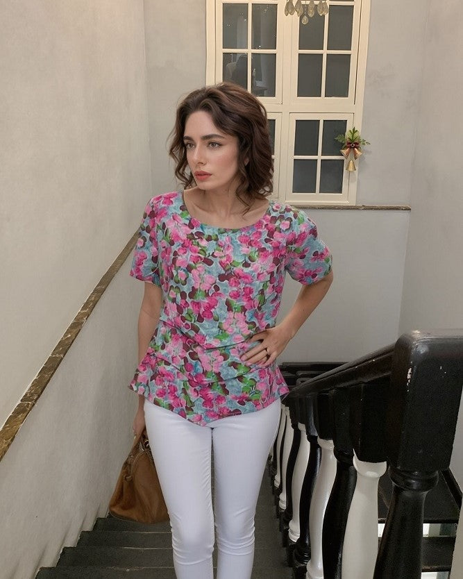 Cotton Triple Tier Elegance Round Neck Top