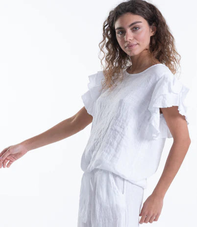 Top with Ruffle Sleeve