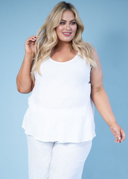 Camio Linen Tank Top | White